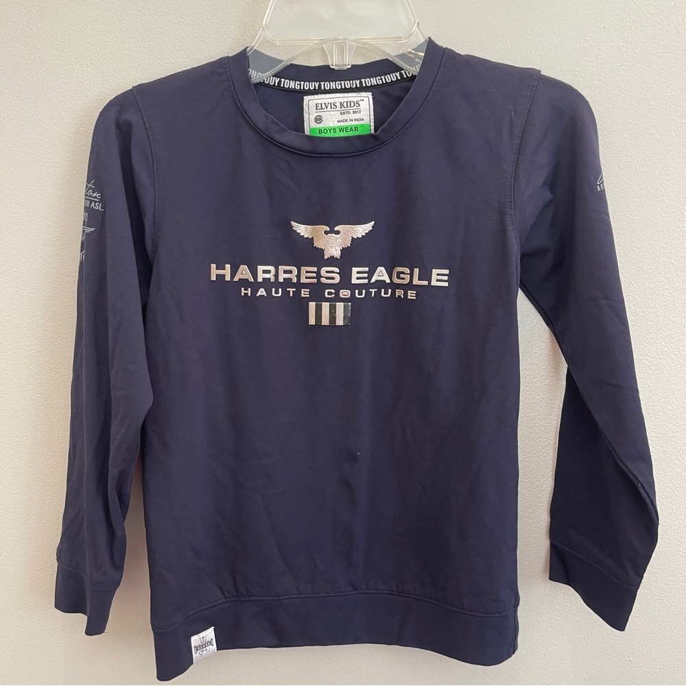 Elvis Kids Navy Long Sleeve Shirt Harres Eagle Haute Couture Small/measurements